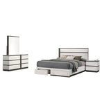 Allister 6-Piece Queen Storage Bedroom Package - White, Gunmetal Grey