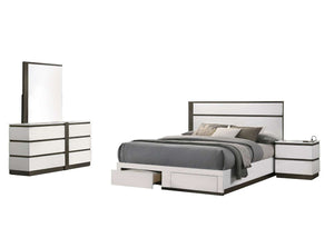 Allister 6-Piece Queen Storage Bedroom Package - White, Gunmetal Grey
