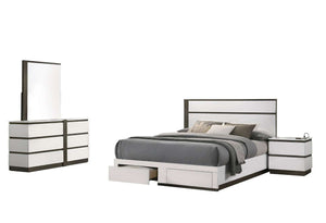 Allister 6-Piece King Storage Bedroom Package - White, Gunmetal Grey