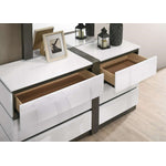 Allister 6 Drawer Dresser - White, Gunmetal Grey