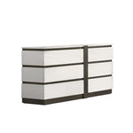 Allister 6 Drawer Dresser - White, Gunmetal Grey