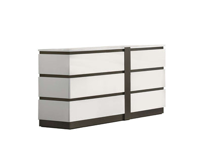 Allister 6 Drawer Dresser - White, Gunmetal Grey