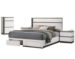 Allister 5-Piece Queen Storage Bedroom Package - White, Gunmetal Grey