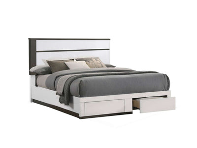 Allister 3-Piece King Storage Bed - White, Gunmetal Grey