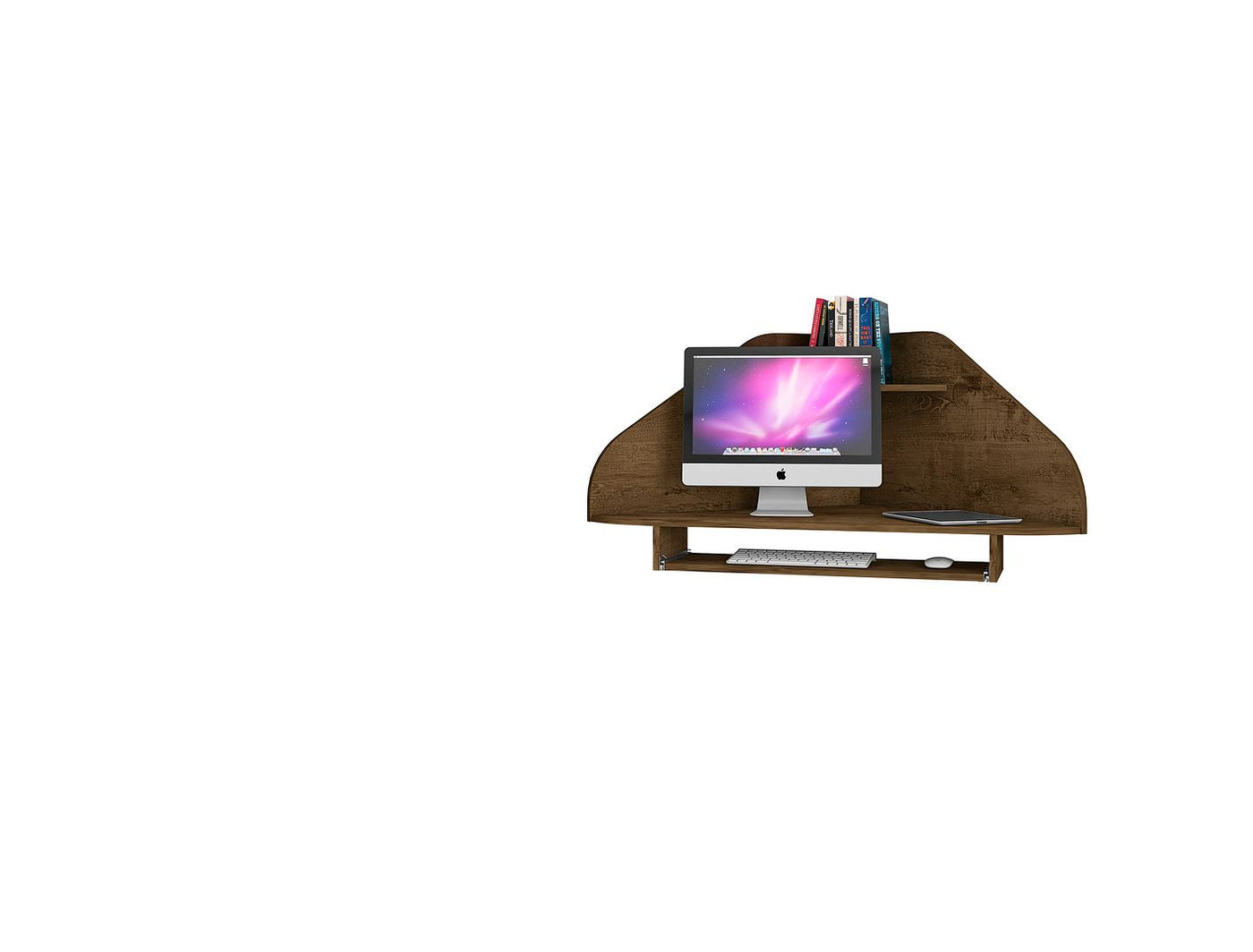 Gatutca Floating Corner Desk With Keyboard Shelf - Rustic Brown
