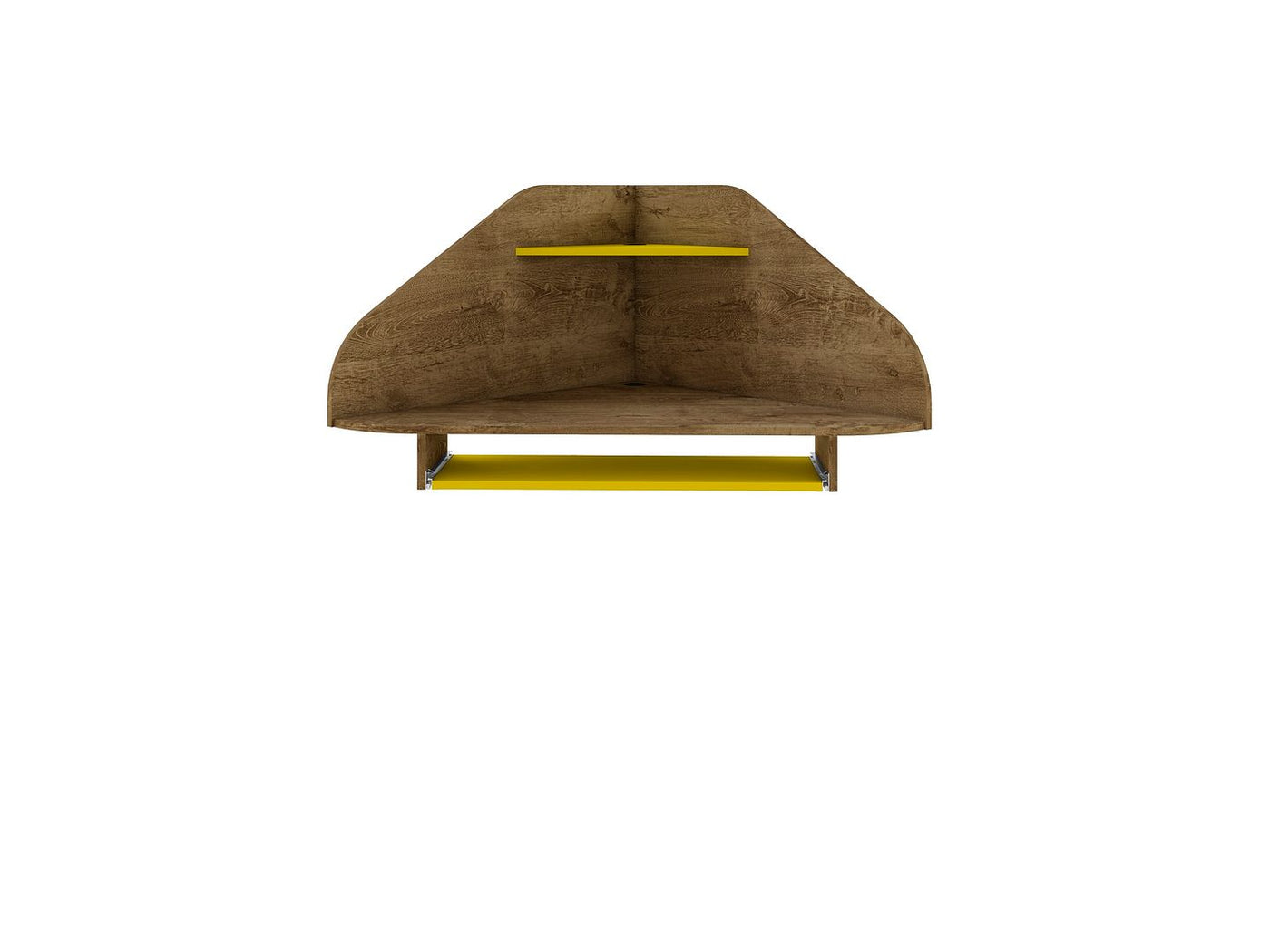 Gatutca Floating Corner Desk With Keyboard Shelf - Rustic Brown / Yellow
