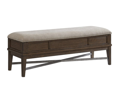 Alonso Upholstered Storage Bench - Weathered Oak