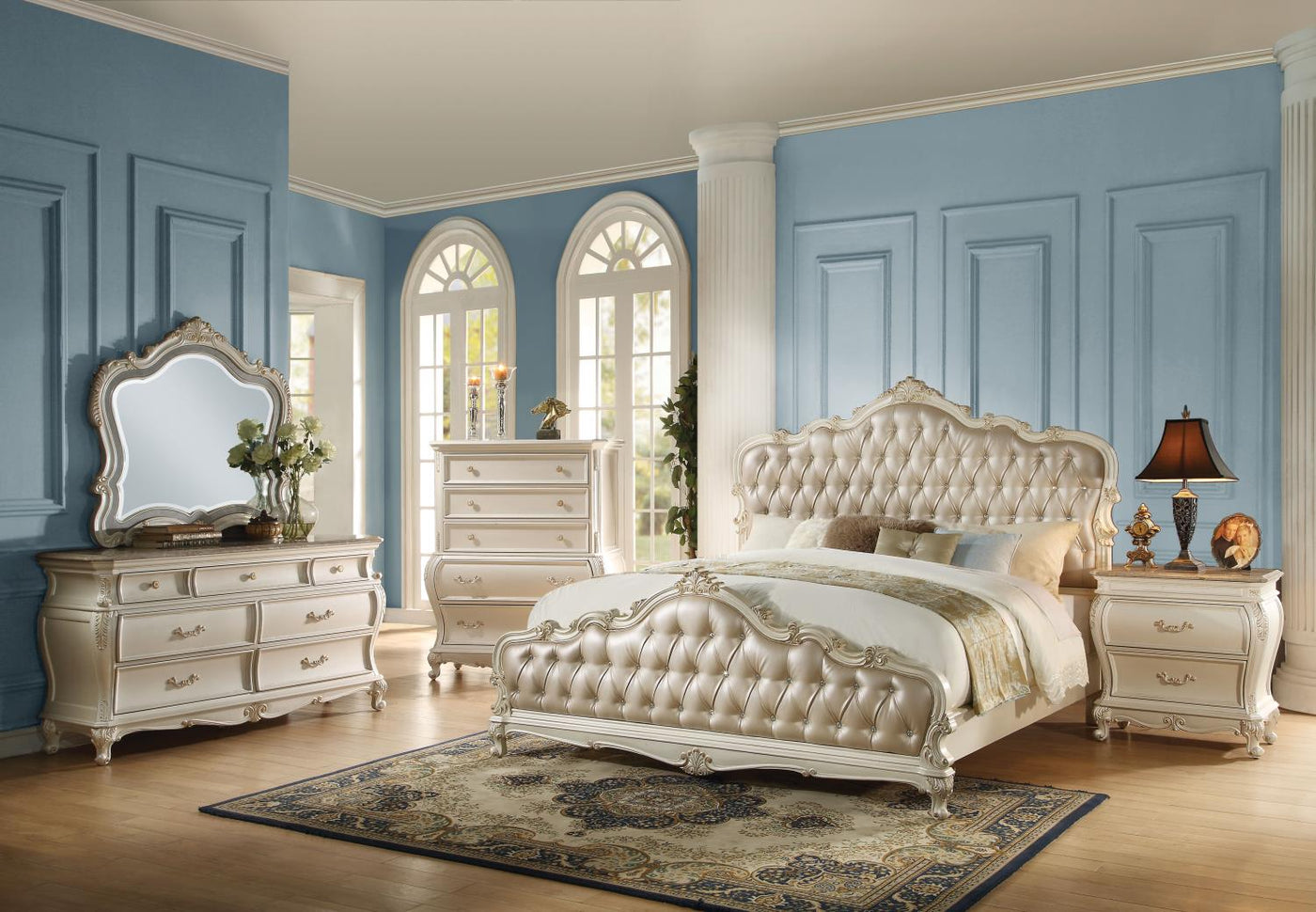 Dauphine King Bed - Pearl White