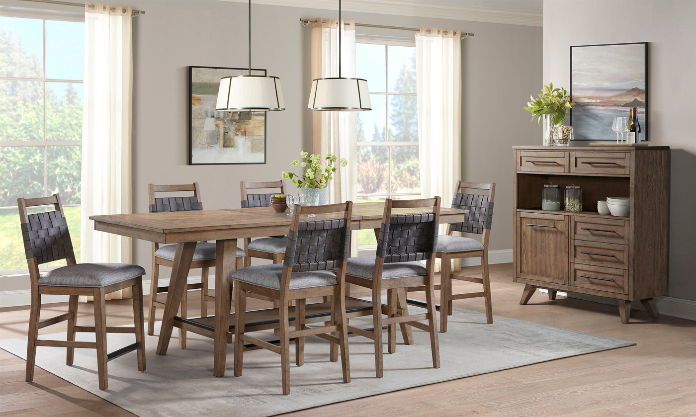 Oslo 7-Piece Extendable Counter Height Dining Set - Weathered Chestnut