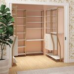 Gwyneth Closet with Hanging Rods - White Faux Marble/Golden Bronze