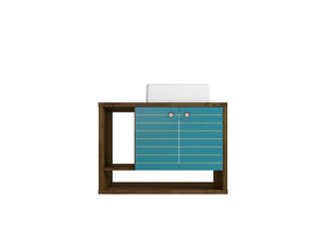 Lekedi 31.5" Floating Bathroom Vanity Sink - Rustic Brown/Aqua Blue