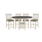 Freda 5-Piece Extendable Counter Height Dining Set - White, Dark Brown