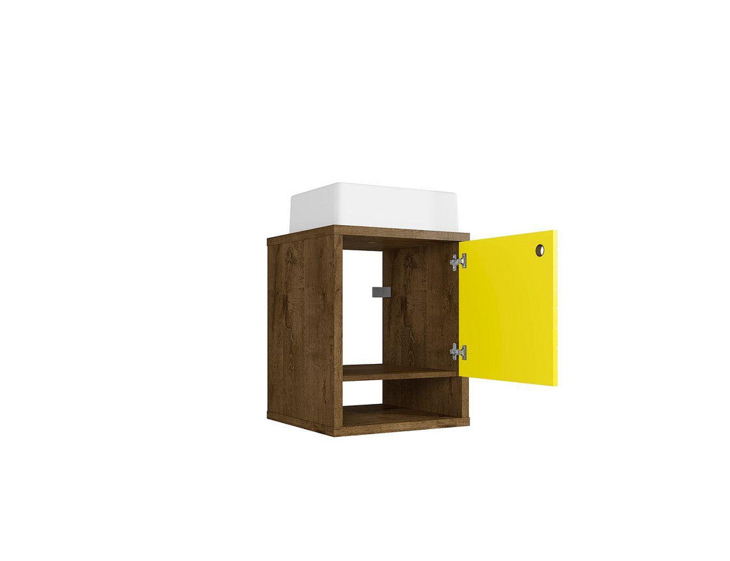 Lekedi 18" Floating Bathroom Vanity Sink - Rustic Brown/Yellow