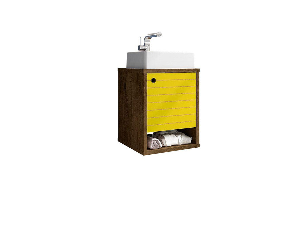 Lekedi 18" Floating Bathroom Vanity Sink - Rustic Brown/Yellow
