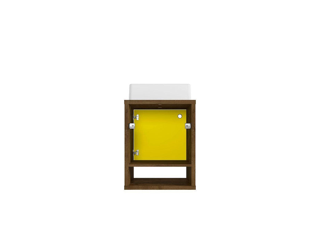 Lekedi 18" Floating Bathroom Vanity Sink - Rustic Brown/Yellow