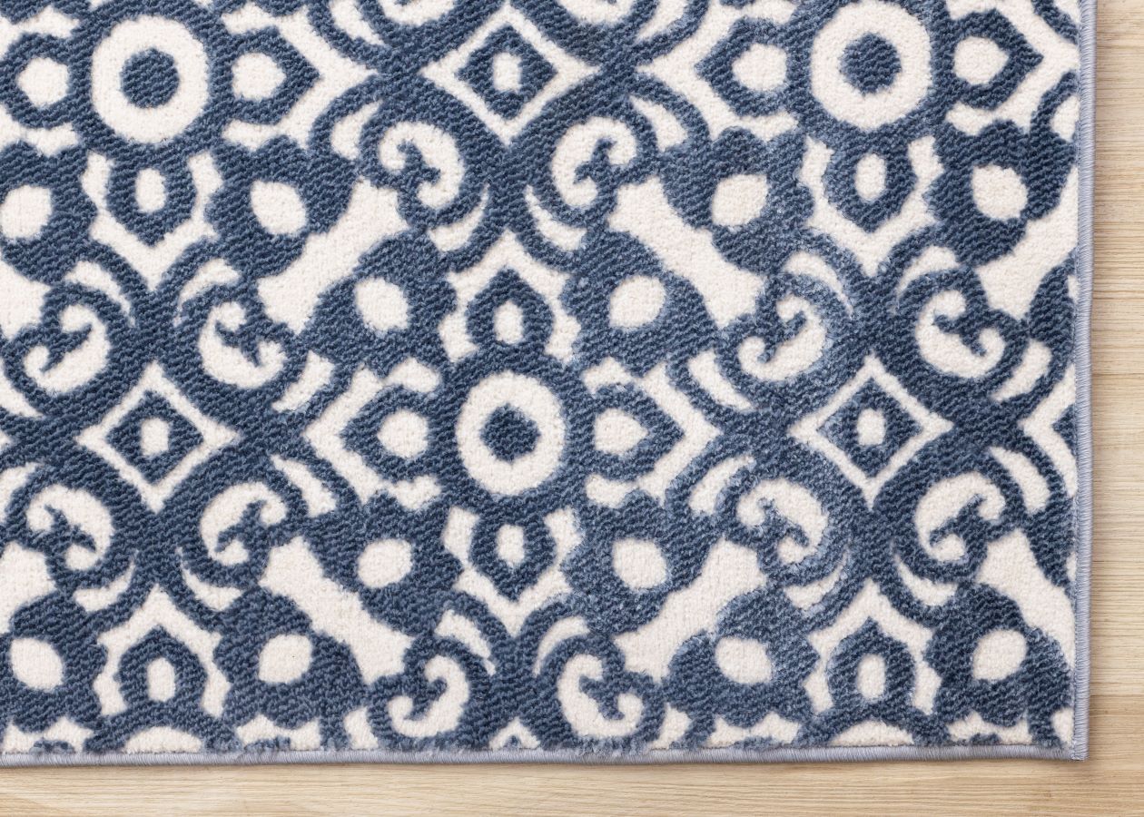 Feeling Connected 7'10" x 10'6" Damask Design Area Rug - Blue
