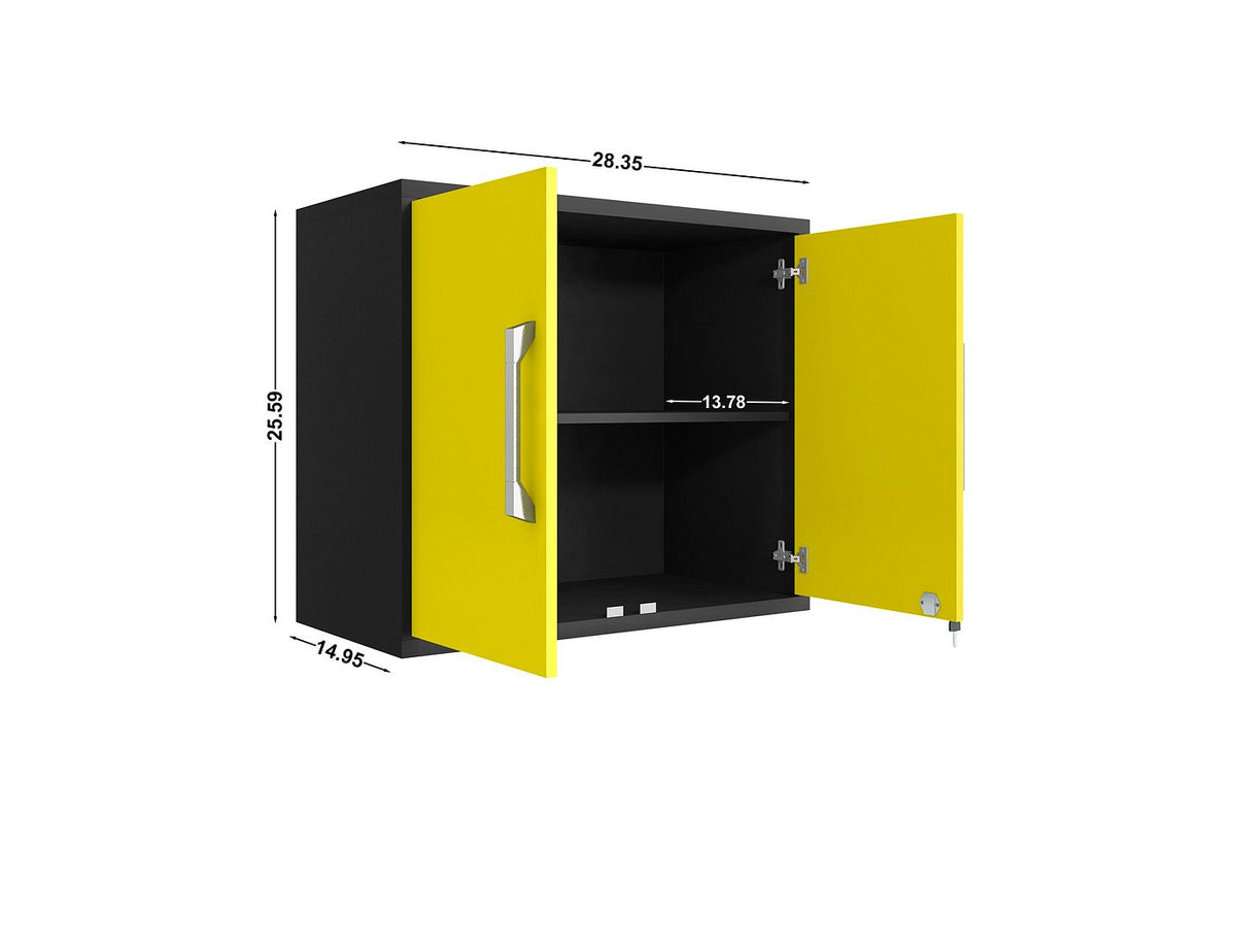 Lunde Floating Garage Storage Cabinet - Yellow Gloss