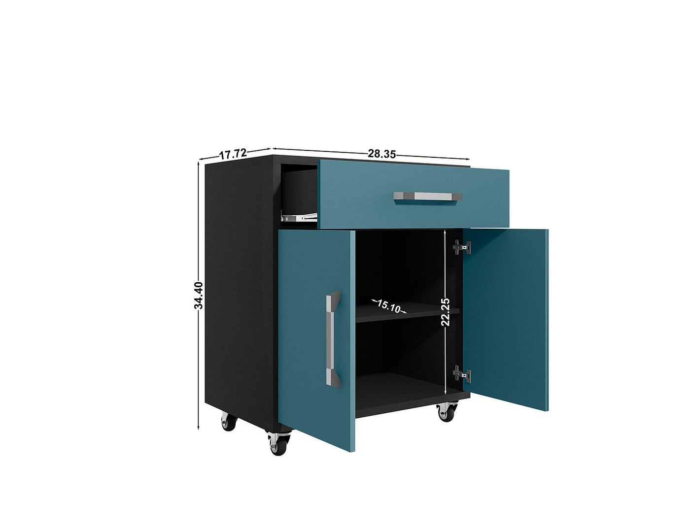 Lunde Mobile Garage Storage Cabinet - Blue Gloss