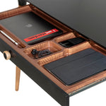 Cinkota Compact Pine Wood Office Desk - Black / Cinnamon