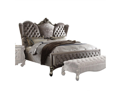 Escalera Velvet King Bed - Antique Platinum