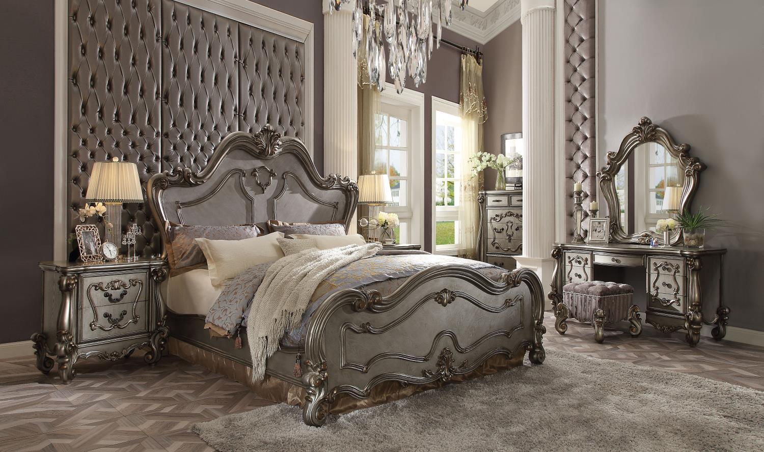 Escalera Queen Bed - Antique Platinum