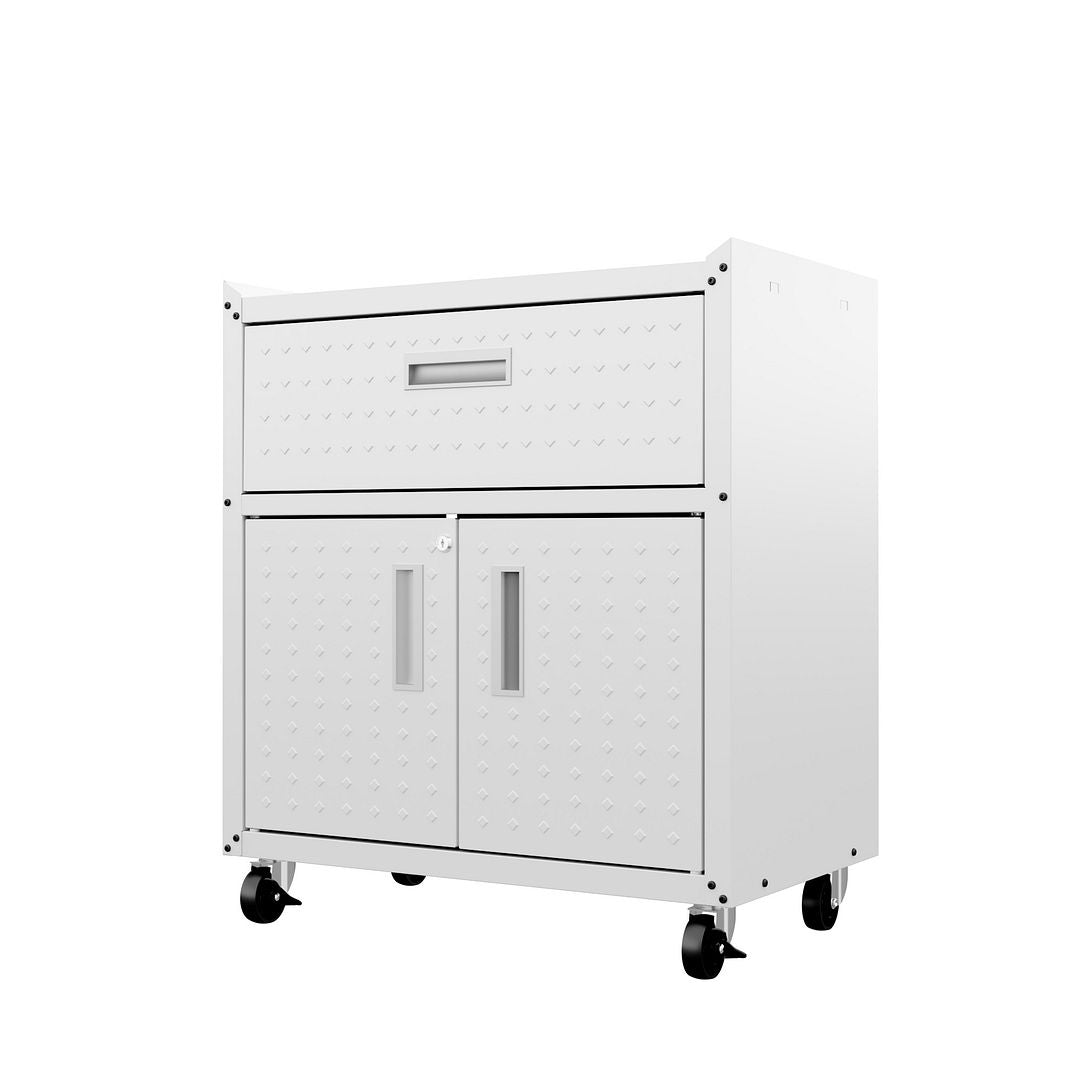 Maximus 31.5" Mobile Garage Cabinet with Drawer/Shelves - White