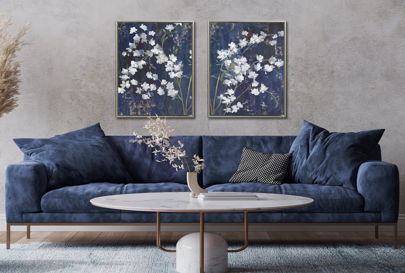 Blossoms in Indigo II Wall Art - Blue/White - 24 X 30