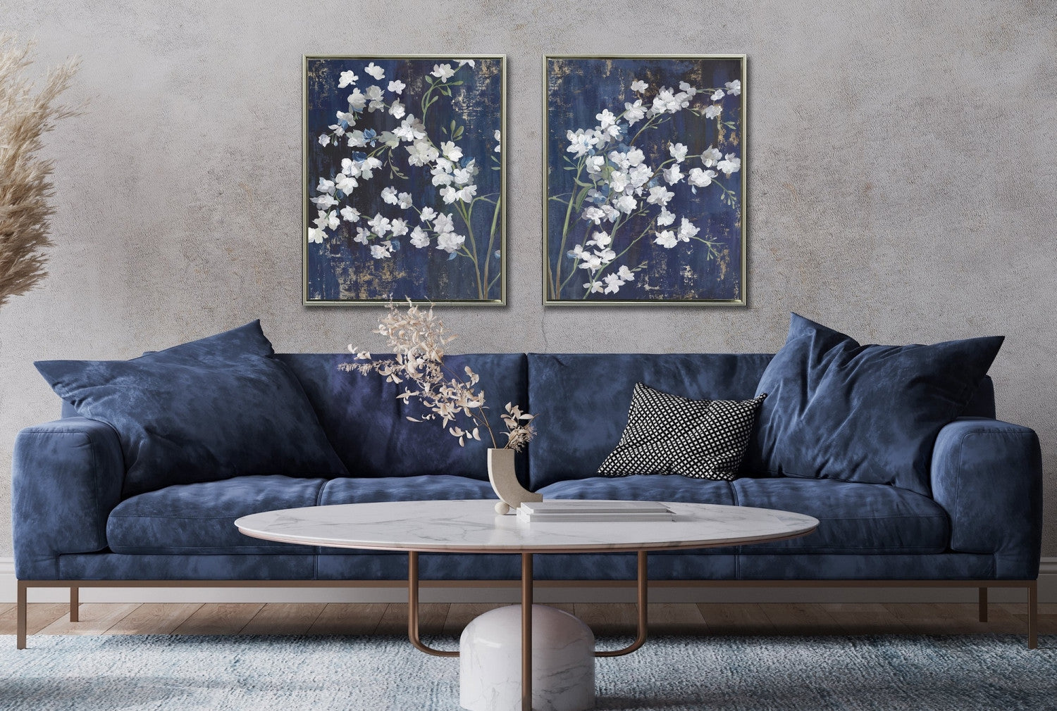 Blossoms in Indigo II Wall Art - Blue/White - 24 X 30