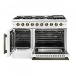 Forno Galiano 48" White Freestanding French Door Double Oven Gas Range (6.58 Cu. Ft.) - FFSGS6444-48WHT