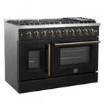 Forno Galiano 48" Black Freestanding Double Oven Gas Range (6.58 Cu. Ft.) - FFSGS6444-48BLK