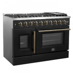 Forno Galiano 48" Black Freestanding French Door Double Oven Gas Range (6.58 Cu. Ft.) - FFSGS6444-48BLK