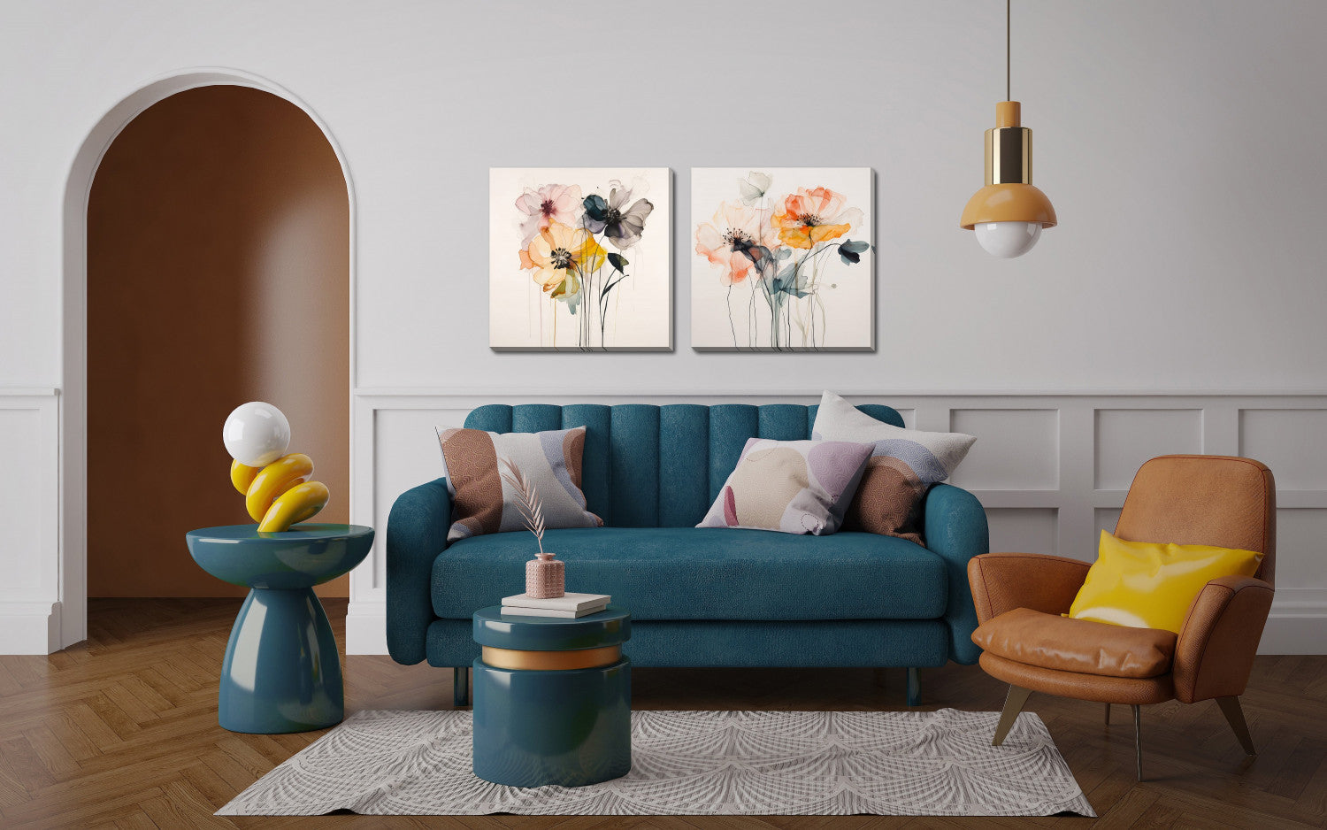 Watercolour Blooms I Wall Art - Multi-Colour - 24 X 24