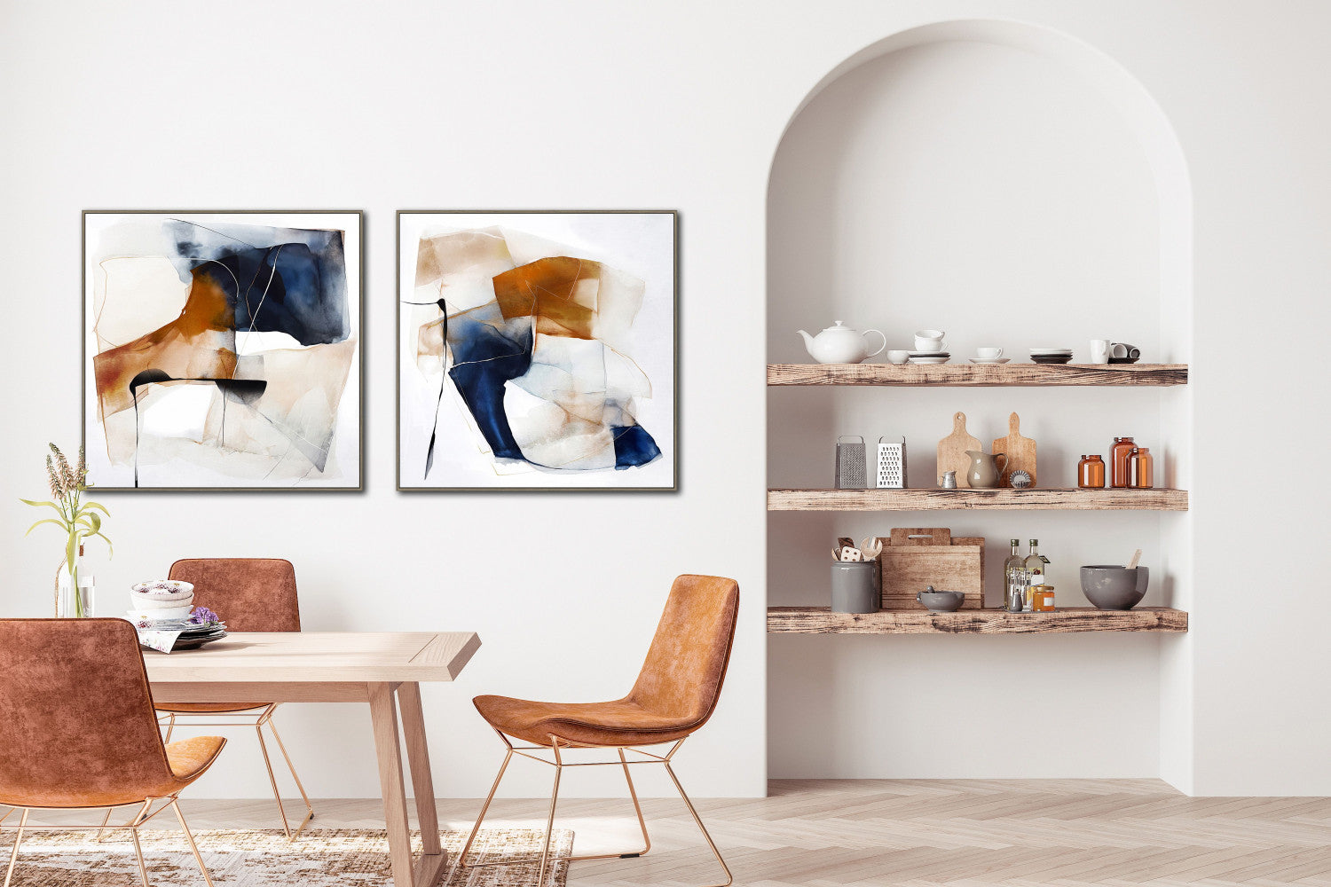 Midnight Fold II Wall Art - Orange/Blue - 32 X 32