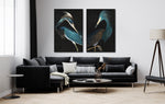 Twilight Feathers I Wall Art - Teal - 48 X 32