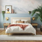 Daphne Upholstered Full Bed - Ivory Velvet