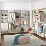 Gwyneth Closet with Hanging Rods - White Faux Marble/Golden Bronze