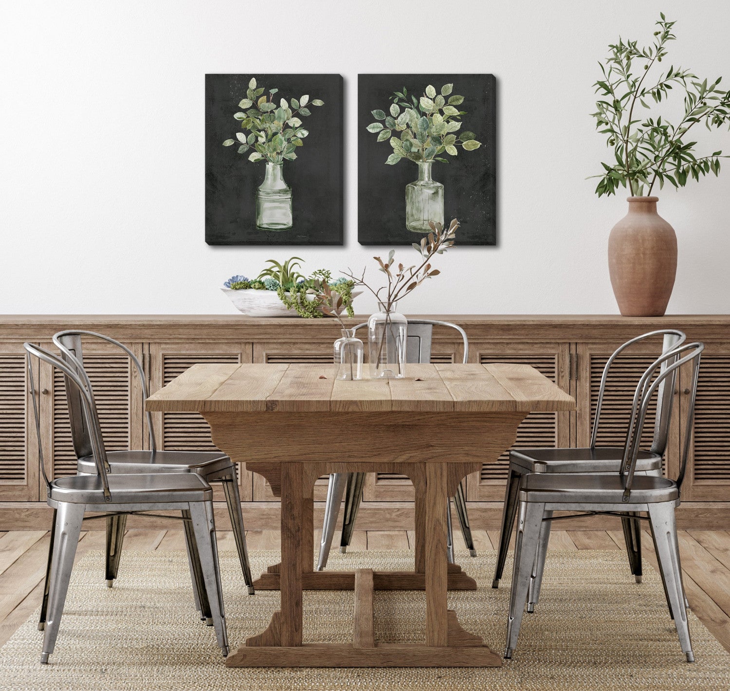 Botanical Still Life Wall Art - Charcoal - 16 X 20 -  Set of Two