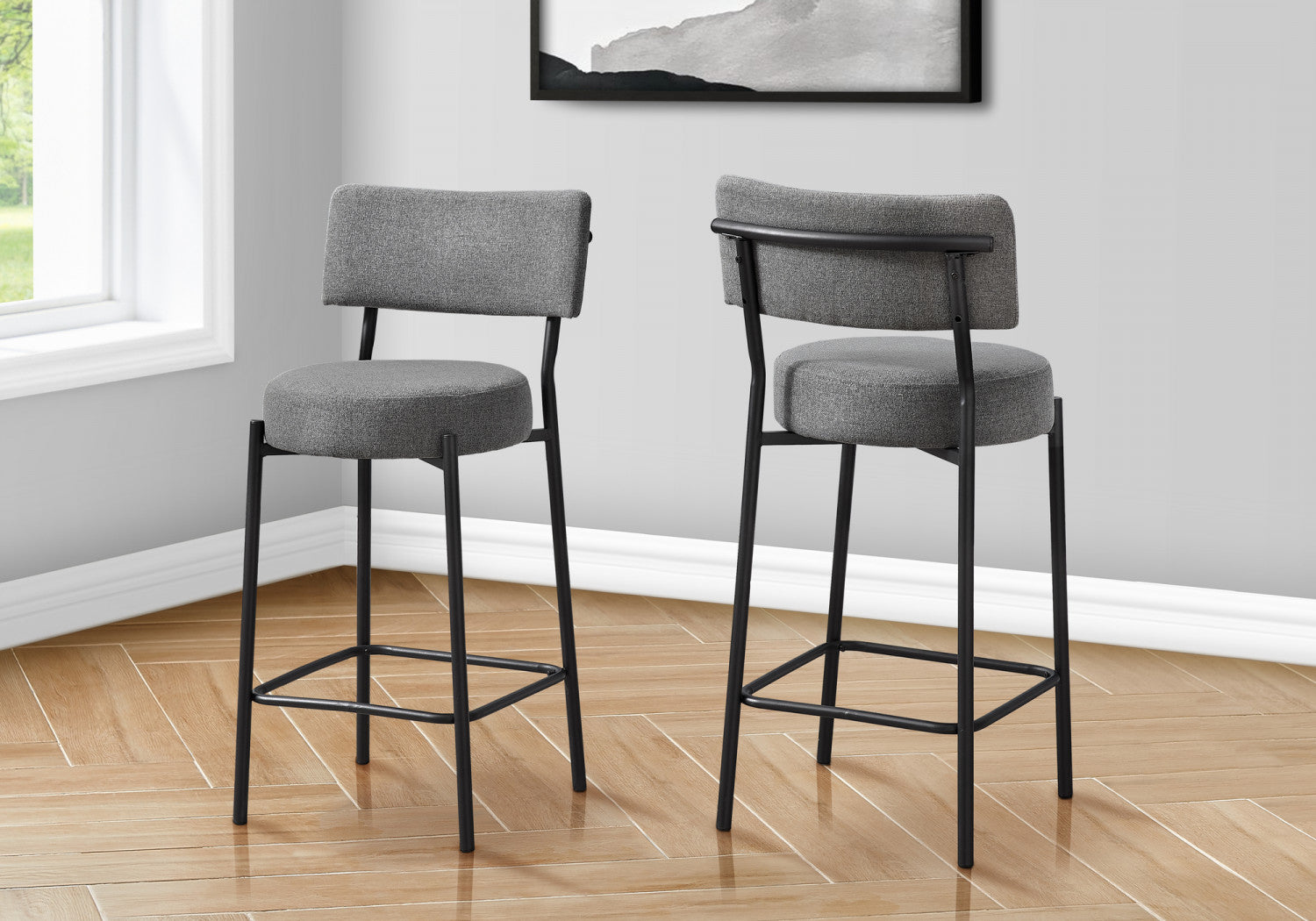 Robson Counter Stool - Grey/Black - Set Of Two