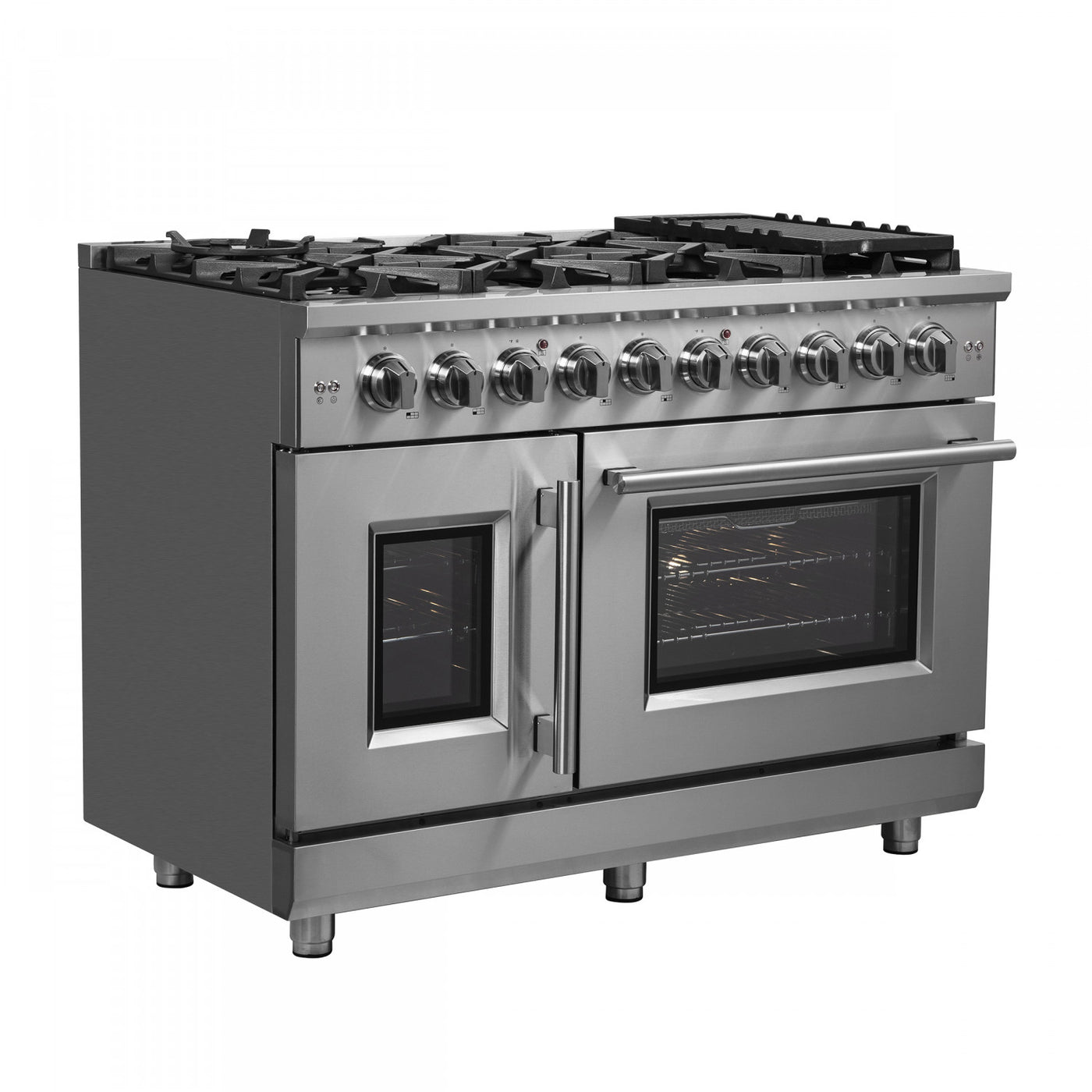 Forno Massimo 48" Stainless Steel French Door Freestanding Double Oven Gas Range (6.58 Cu. Ft.) - FFSGS6439-48