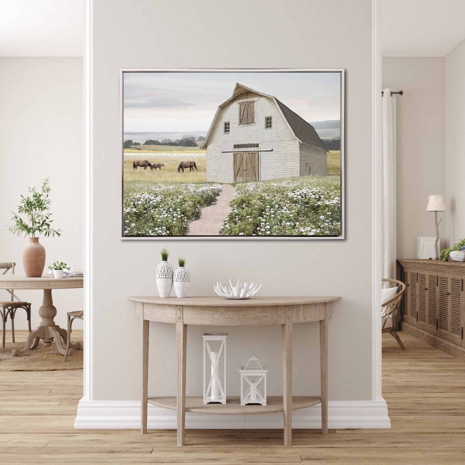 Daisyfield Dreams Wall Art - Green/Neutral - 30 X 40