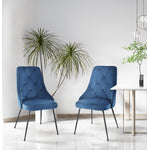 Peacock Velvet Dining Chair - Blue/Black - Set of Two