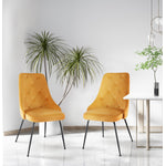Peacock Velvet Dining Chair - Mustard Yellow/Black - Set of Two