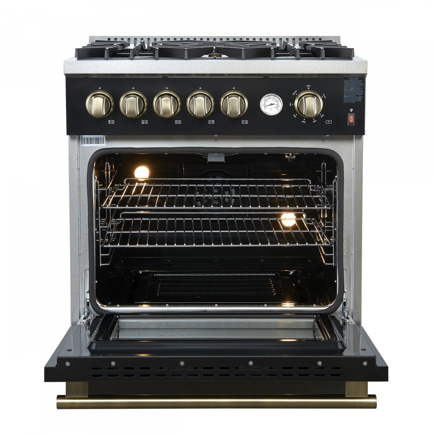 Forno Giovanni 30" Black Freestanding Gas Range (4.32 Cu. Ft.) - FFSGS6274-30BLK