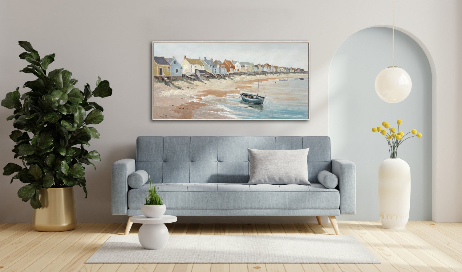 Morning on the Cove Wall Art - Blue/Natural - 24 X 48
