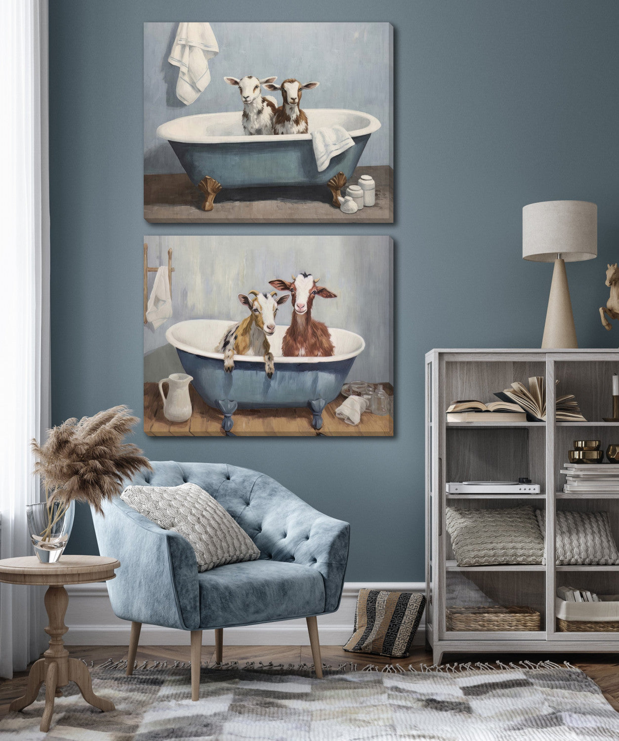 Goat Soak I Wall Art - Blue/Brown - 24 X 30