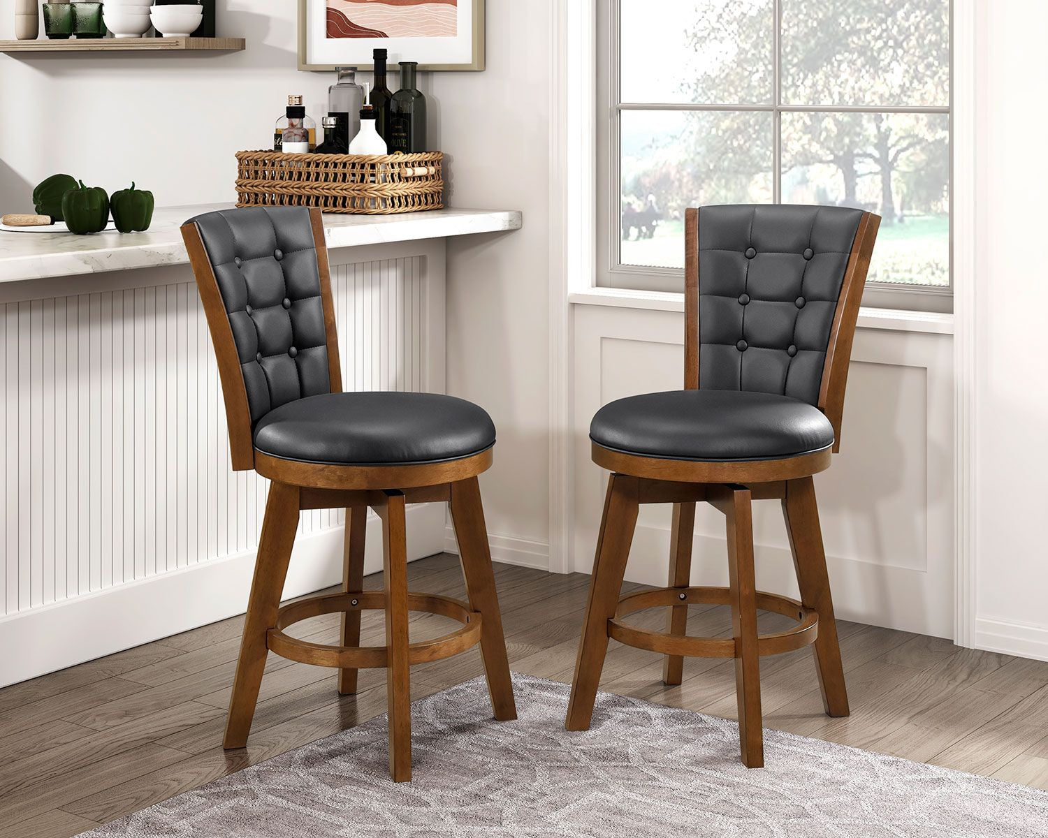 Medford Counter Stool - Black, Brown - Set of Two