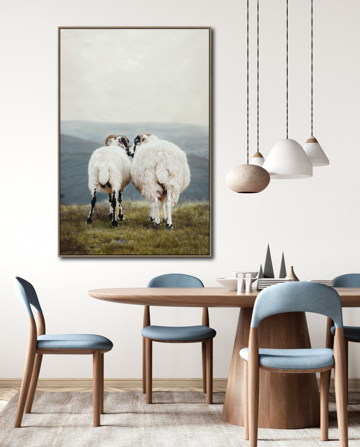 Side by Side Wall Art - White/Blue - 45 X 30