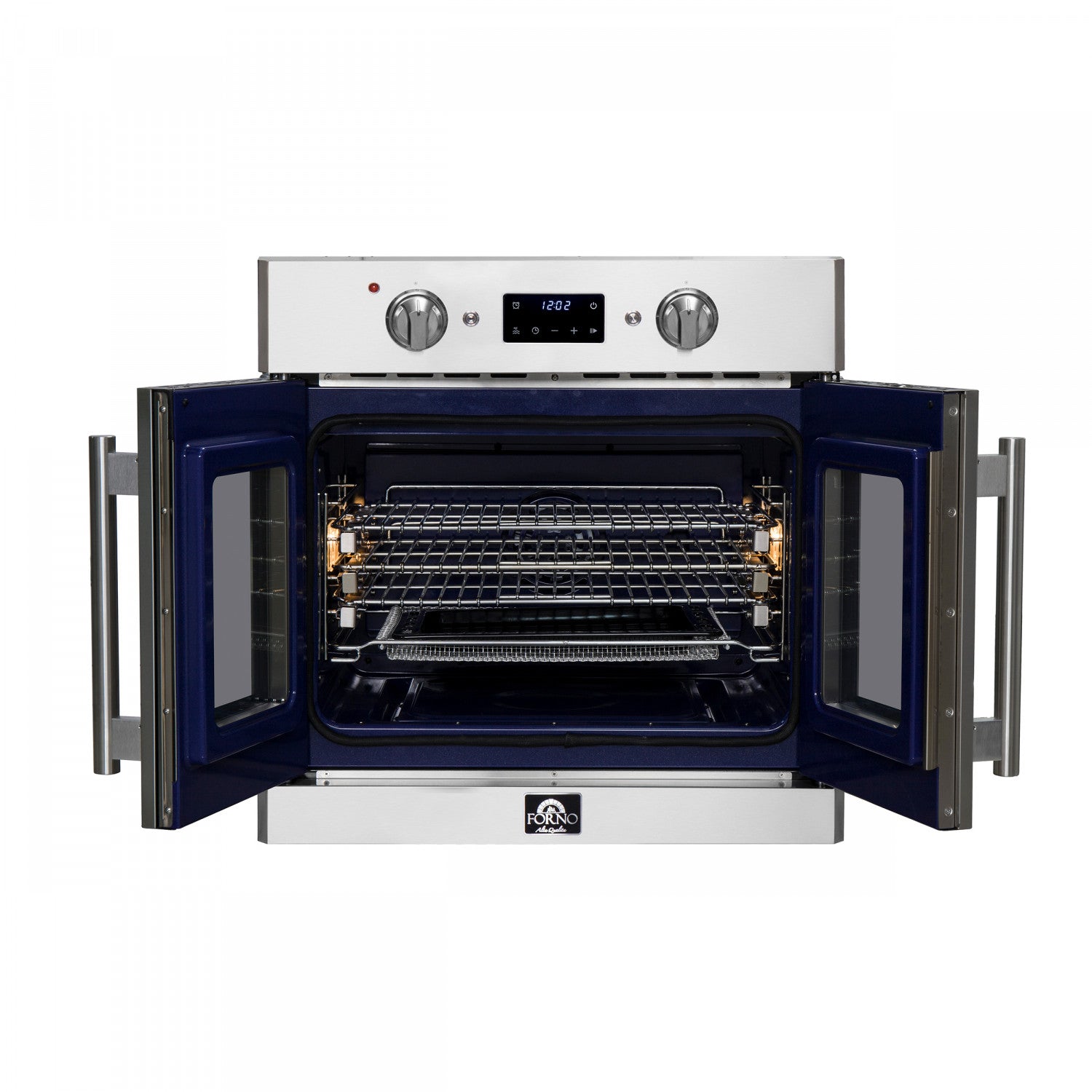 Forno Gallico Stainless Steel 30" French Door Electric Wall Oven with True Convection and Air Fry (3.68 Cu. Ft.) - FBOEL1371-30