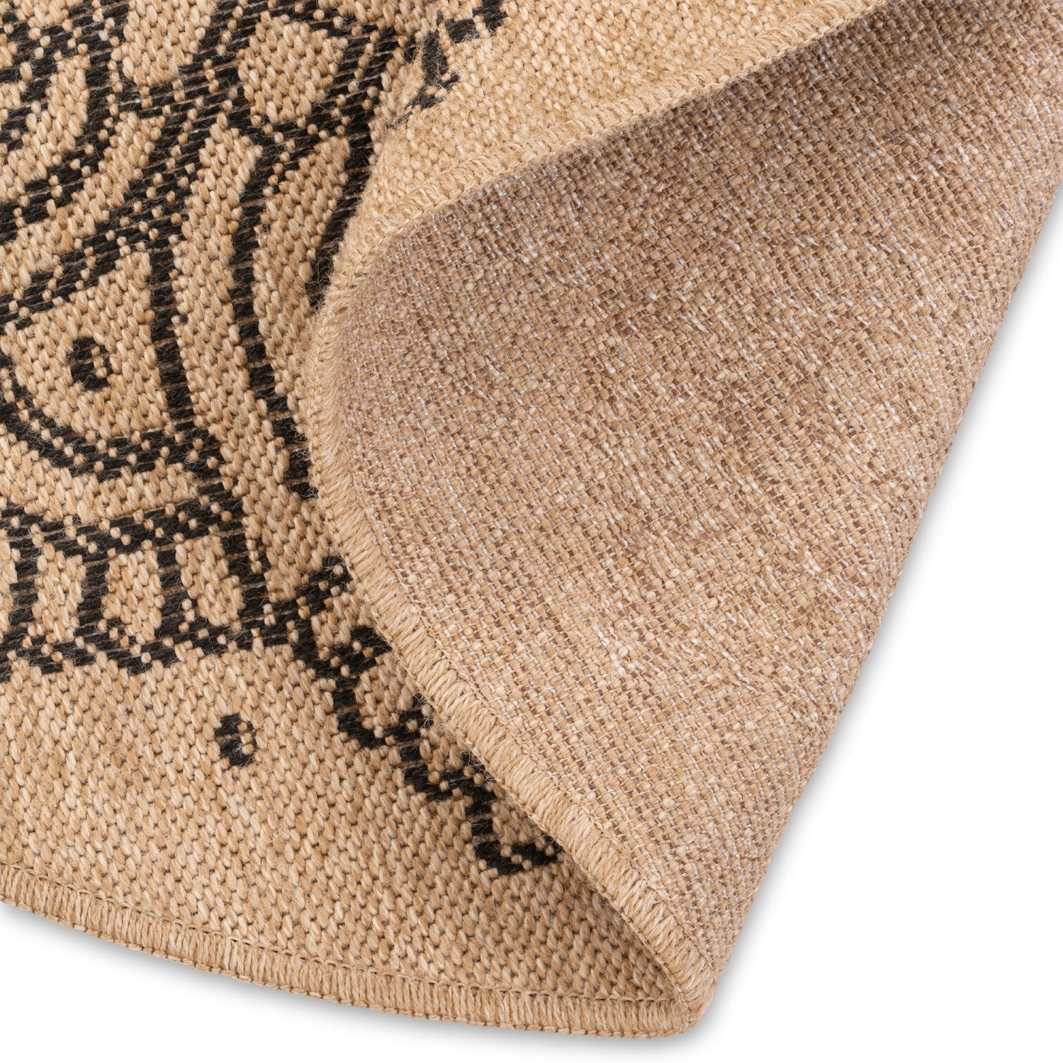 Avanos Medallion Indoor/Outdoor Rug - 6ft Round - Beige/Black