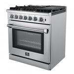Forno Lazio Stainless Steel Dual Fuel Range with True Convection and Air Fry (4.32 Cu. Ft.) - FFSGS6196-30